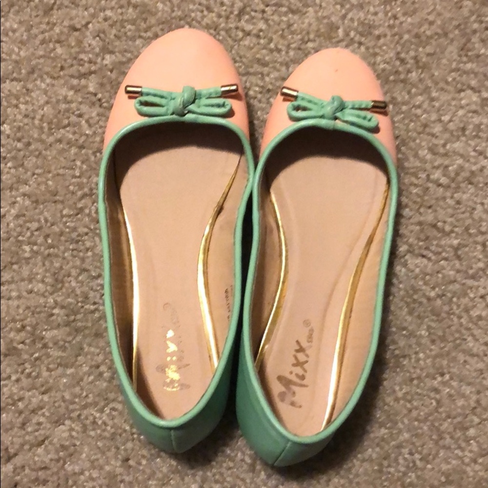 Sea-green and Peach Shoes